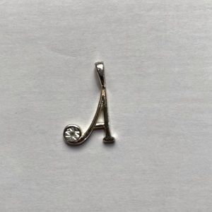 Silver A charm